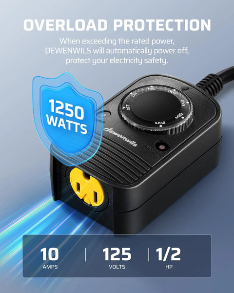 Outdoor Light Timer With Dusk To Dawn Sensor For Outlets, Weatherproof Yard And Holiday Decor, 10 Amp Half HP, UL Listed