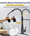 TOYWIA Kitchen Faucets with Pull Down Sprayer, High Arc Single Handle Classic Stainless Steel Sink Faucet 1 or 3 Hole, Suitable for Farmhouse Camper Laundry Rv Bar, Matte Black in action with powerful sprayer.