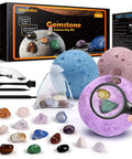 Totally Awesome Gemstones Dig Kit For Kids Real Gem Excavation Adventure with 15 real gems, tools, and lunar-themed boxes