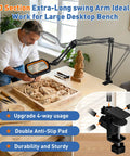 Man using 12X Square Magnifying Glass With Light And Clamp Handy Hands Free Stand Ultra Long 3 Section Arm LED Desk Lamp on a workbench