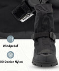 Badass Glacier Trekking Boots with Sweet Anti Slip Traction Spikes for Nasty Ice and Snow Waterproof Windproof 500 Denier Nylon Upper Black Size 11.