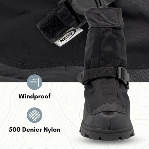 Badass Glacier Trekking Boots with Sweet Anti Slip Traction Spikes for Nasty Ice and Snow Waterproof Windproof 500 Denier Nylon Upper Black Size 11.