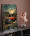 Steady Vintage Truck Wall Art Print For Rustic Home Decor, Classic 1950s Chevy Ford Pickup, Old School Truck Charm In Red, Country Style 11x14 Inch Unframed Poster