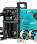 All In One 165A MIG Welder For 110V 220V 4 In 1 Gas Or Flux Core MIG Lift TIG And Stick Weld Modes Large LED Display