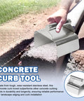 Person using Concrete Curb Trowel Edger With Wave Putty Knife, Ergonomic 4x6x4 Inch Handle for shaping concrete edge.