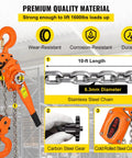 3/4 Ton Lever Chain Hoist With 1650 Lbs Capacity, 10 Ft Chain Come Along, heavy duty hooks and ratchet chain block