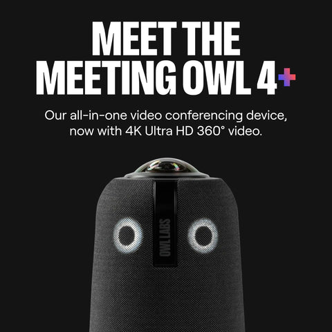Boss Level 360 Degree 4K Smart Video Conference Camera With Crisp Surround Mic And Speaker Auto Focus Zoom Digital Noise Filtering For Seamless Remote Huddles And Epic Microsoft Teams Crew Gatherings, front view of device with 4K lens.