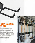 Two Pack E Track Heavy Duty Double J Tool Hook Holder 13mm Diameter Powder Coated Steel for Long Handled Tools in garage