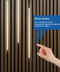 Hand adjusting brightness on Six Pcs Wood Slat LED Recessed Lighting Kit With Self Adhesive 3000K Warm White Light Easy Install Smart Switch.