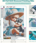 Girl And Dog Diamond Painting Kit For Adults Beginners Seaside 5D Diamond Art Set With Round Drills Easy Start 11.8x15.7 Inches