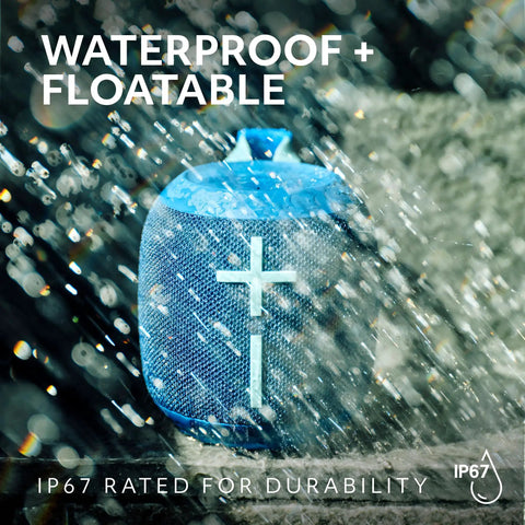 Wonderboom 4 Portable Bluetooth Speaker with Waterproof Floating Design in water, highlighting durability and IP67 rating