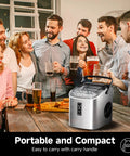 Group enjoying drinks with Beast Portable Countertop Ice Maker With Carry Handle on table, in social gathering setting