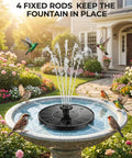 Solar Fountain For Bird Bath 2026 Upgrade 1.4W Solar Power Water Pump With Seven Nozzles in garden bird bath with birds