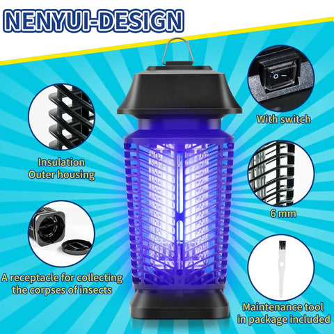 Outdoor Bug Zapper Mosquito Killer For Home Backyard Patio 90 130V Electric Fly Trap with blue light and durable housing