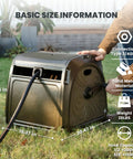 Heavy Duty Metal Hose Reel Box With Crank Handle For Easy Winding, Holds Up To 150 Feet Of Five Eighth Inch Hose, shown in garden