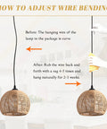 How to adjust wire bending for Top Tier Hand Woven Wicker Pendant Lights Trio with natural rattan dome shell.