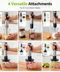 Image showing Powerful 1200W Immersion Hand Blender With 5 In 1 Attachments Including Whisk Chopper Milk Frother Mixing Cup And Storage Rack