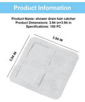 Hair Drain Stickers 100 Pcs Disposable Peel Stick, 3.94 in x 3.94 in shower drain hair catcher, grid design for clogs.