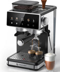 Espresso Machine With Built In Grinder For Home Use 20 Bar Pressure 1350W Fast Heating 3 Temperature Settings 3 To 10 Second Pre Infusion 20 Grind Settings Latte Cappuccino Maker For Home Barista Pro Black