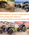 ATV All Terrain Tires Set Of 2 16x8-7 200/55-7 4PR Tubeless on beach, mud, and off-road vehicles