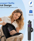 Woman placing 4 In 1 Magnetic Tripod For iPhone With 1 Quarter Inch Screw 53 Inch MagSafe Selfie Stick Tripod in backpack