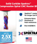 Solid Carbide Spektra Extreme Tool Life Solid Carbide CNC Compression Spiral Router Bit 1/2 Diameter X 1-1/4 Cutting Height X 1/2 Shank