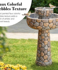Two Tier Stone Like Outdoor Water Fountain With Birds Bird Bath Waterfall Decor Freestanding Garden Yard Patio Porch Includes Pump Weatherproof Resin 24.41 Inches Tall
