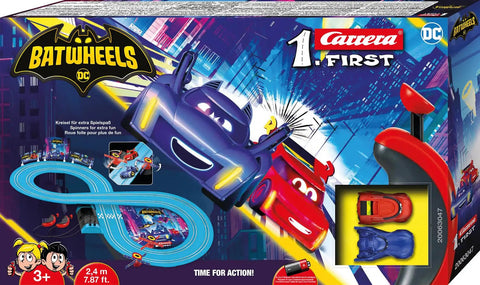 Batwheels Action Packed Slot Car Race Track With Spinners Includes Bam And RedBird Cars Battery Powered Beginner Racing Set box