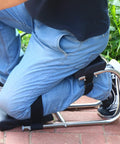 Person using Knee Saver Kneeler Seat For Gardening And Farm Work With Thick Cushioned Pad Sturdy Galvanized Steel Frame