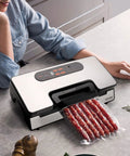 Killer Suction 90Kpa Dual Pump Vacuum Sealer Machine Keeps Grub Fresh With Easy Auto And Manual Settings Built In Plastic Bag Cutter And External Hose For Snap Tight Airtight Freezer Storage, sealing sausage.