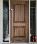 Push Pull Door Handle Set For 60 Inch Doors, Dual Sided Stainless Steel Hardware In Brushed Satin Nickel on wood entry door