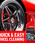 Foaming Wheel And Tire Cleaner For Cars Safe On Factory Coated Wheels Thick Foam Lifts Brake Dust And Grime Cleans Wheels And Tires At Once 24 Oz on red car wheel