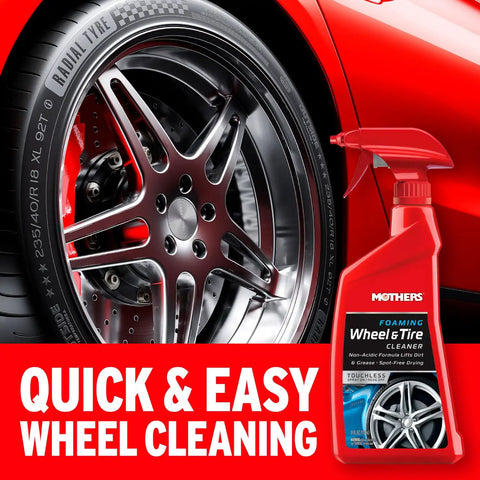 Foaming Wheel And Tire Cleaner For Cars Safe On Factory Coated Wheels Thick Foam Lifts Brake Dust And Grime Cleans Wheels And Tires At Once 24 Oz on red car wheel