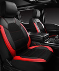 Leather Car Seat Covers Sport Edition Full 8 Piece Set Fits Most Cars, SUVs, trucks and vans black red easy install