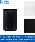 Two Pack Premium HEPA H13 Filter Plus Eight Carbon Replacement Filters For Winix 115115 Size 21 Plasma Wave Air Purifier