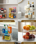 Two Tier Non Skid Acrylic Lazy Susan Turntable Organizer Rotating Spice Rack Spinning Tray For Kitchen Pantry Countertop Closet Bathroom Vanity Medicine Cabinet 9.25 Inch displayed in different home settings.