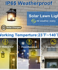 Outdoor Solar Wall Lanterns With Motion Sensor Vintage Style Wall Sconces on brick wall IP65 waterproof, frost-resistant