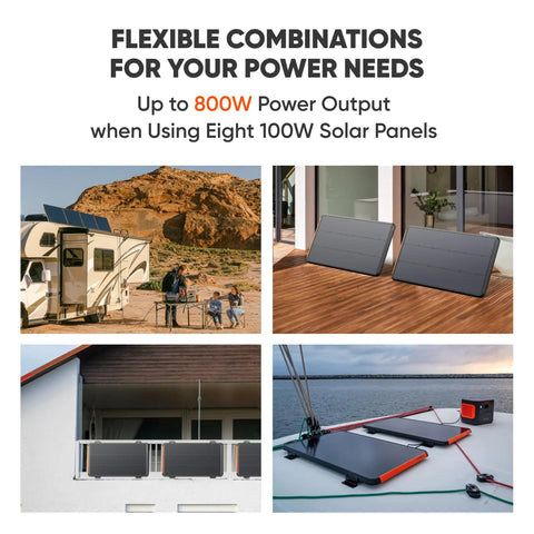 SolarSaga 100 Prime Bifacial DIY Solar Panel 100W Portable Solar Charger on van roof, balcony, and boat for flexible usage