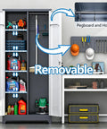 72-Inch Tall Metal Garage Storage Cabinet With Lockable Doors And Adjustable Shelves, Steel Tool Cabinet for organization