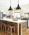 Farmhouse Pendant Light 13.77 Inch Matte Black With Gold Interior Vintage Industrial Ceiling Fixture in a kitchen setting