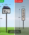 Comparison of Solar Powered Address Sign With LED House Numbers White Warm RGB Illumination, IP65 Waterproof Outdoor Plaque and standard sign