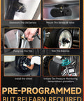 No Sweat 315Mhz Tpms Sensor Set for GM Trucks, installation process showing tire sensor mounting and testing.