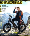 Person with All Terrain Beast Electric Fat Bike With 1500W Peak Motor Dual Suspension And 20X4 Fat Tires on mountain trail