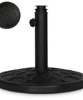 Heavy Duty 20 Lb Round Patio Umbrella Base With Resin Coated Calcium Carbonate Core Universal Fit For 1.5 To 2 Inch Poles