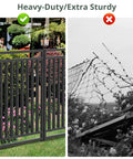 Comparison of a sturdy Rustproof Metal Garden Fence Kit 36ft Long 40in High With 14 Panels And 2 Gates and a broken wire fence.