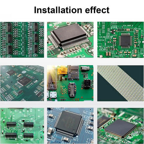 Installation effect of Efficient 110V 800W Infrared Reflow Oven For PCBs And BGA Soldering with components on circuit boards.
