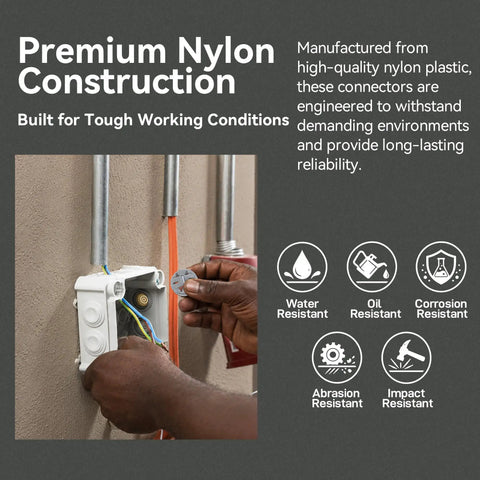Person installing No Fuss Gray Push In Wire Connectors For Non Metallic Cable Bulk Fifty Pack in an electrical junction box.
