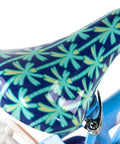 Bluey Themed 12 Inch Girls BMX Bike seat with floral decals, showcasing colorful design and Bluey theme for ages 3 to 5.