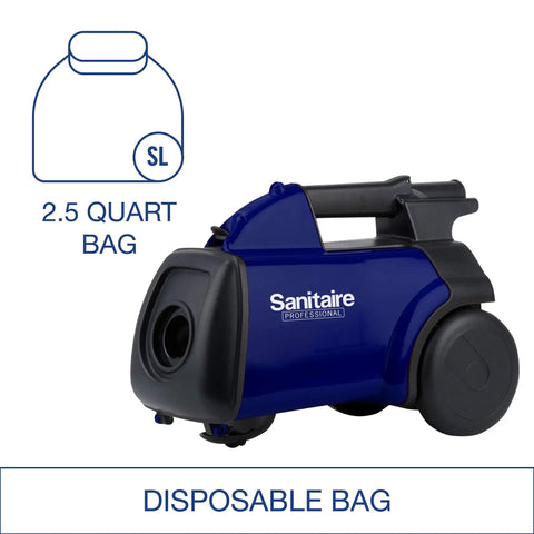 Lightweight Canister Vacuum Cleaner For Smooth Carpet Sweep With 800 Watt Engine And Four Flexible Hose Tools Knockout Suction Takes Heavy Filth Off Your Floor Budget Friendly No Sweat Daily Grind with 2.5 quart disposable bag.