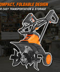 Electric Tiller And Cultivator With 14 Inch Till Width And Powerful 10 Amp Motor For Easy Garden Prep, foldable design